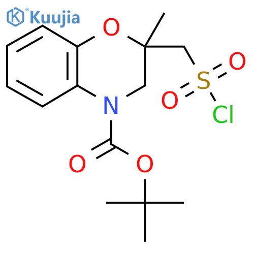 tert-butyl 2-(chlorosulfonyl)methyl-2-methyl-3,4-dihydro-2H-1,4-benzoxazine-4-carboxylate structure