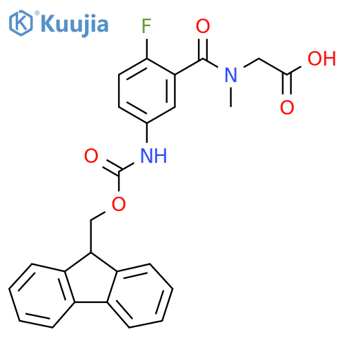 2-{1-5-({(9H-fluoren-9-yl)methoxycarbonyl}amino)-2-fluorophenyl-N-methylformamido}acetic acid structure