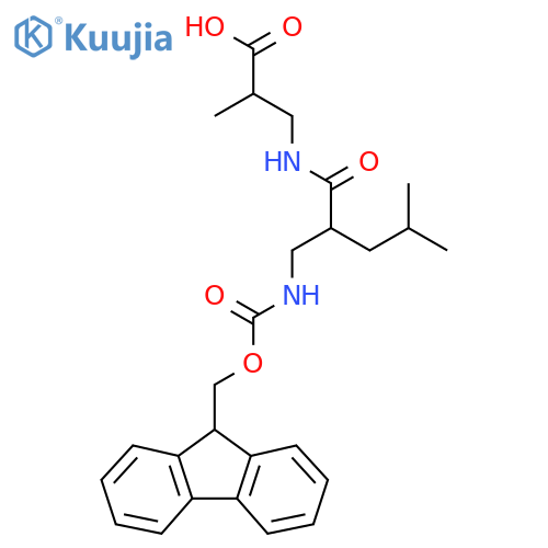 3-{2-({(9H-fluoren-9-yl)methoxycarbonyl}amino)methyl-4-methylpentanamido}-2-methylpropanoic acid structure