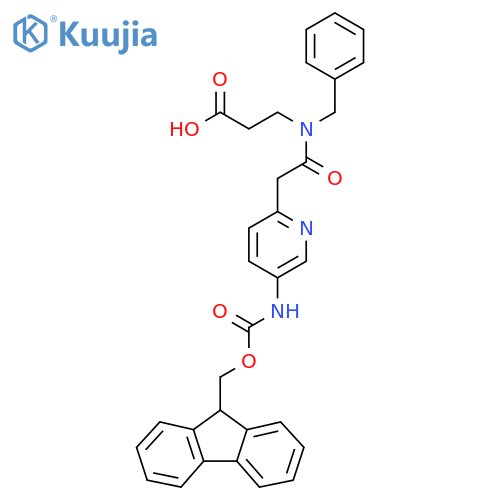 3-{N-benzyl-2-5-({(9H-fluoren-9-yl)methoxycarbonyl}amino)pyridin-2-ylacetamido}propanoic acid structure
