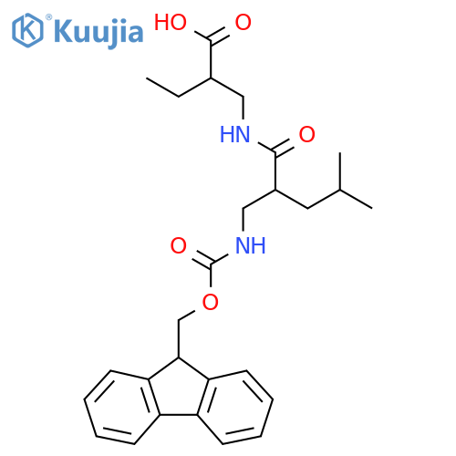 2-({2-({(9H-fluoren-9-yl)methoxycarbonyl}amino)methyl-4-methylpentanamido}methyl)butanoic acid structure
