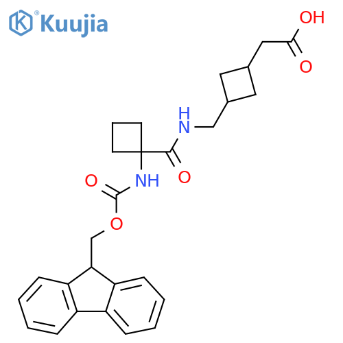 2-3-({1-({(9H-fluoren-9-yl)methoxycarbonyl}amino)cyclobutylformamido}methyl)cyclobutylacetic acid structure