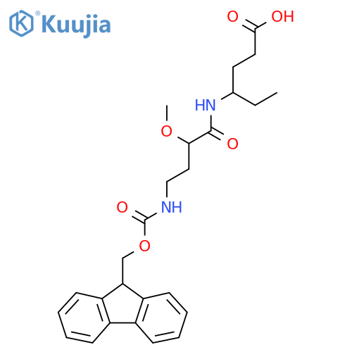 4-4-({(9H-fluoren-9-yl)methoxycarbonyl}amino)-2-methoxybutanamidohexanoic acid structure