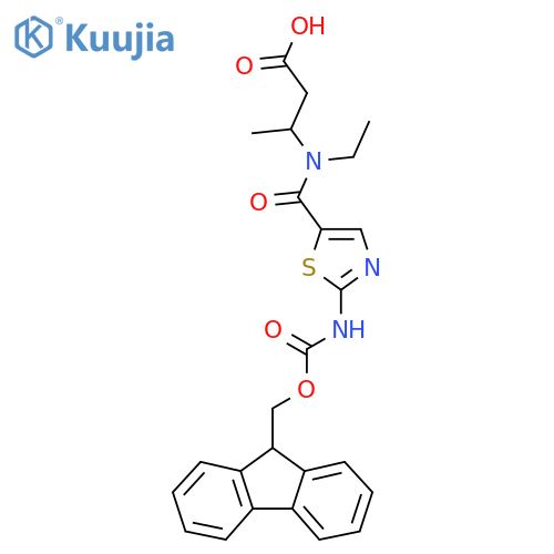 3-{N-ethyl-1-2-({(9H-fluoren-9-yl)methoxycarbonyl}amino)-1,3-thiazol-5-ylformamido}butanoic acid structure