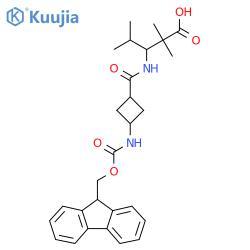 3-{3-({(9H-fluoren-9-yl)methoxycarbonyl}amino)cyclobutylformamido}-2,2,4-trimethylpentanoic acid structure