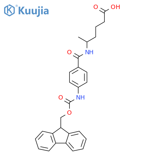 5-{4-({(9H-fluoren-9-yl)methoxycarbonyl}amino)phenylformamido}hexanoic acid structure