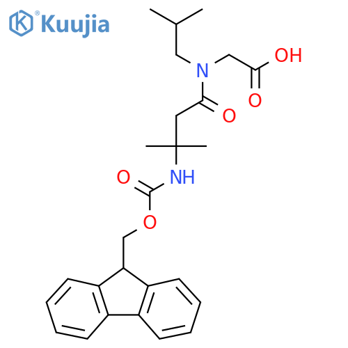 2-3-({(9H-fluoren-9-yl)methoxycarbonyl}amino)-3-methyl-N-(2-methylpropyl)butanamidoacetic acid structure