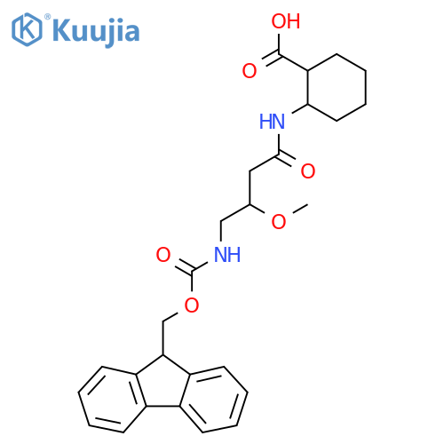 2-4-({(9H-fluoren-9-yl)methoxycarbonyl}amino)-3-methoxybutanamidocyclohexane-1-carboxylic acid structure