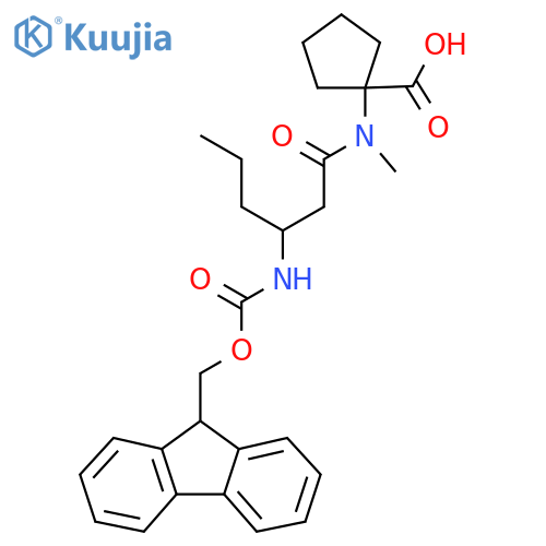 1-3-({(9H-fluoren-9-yl)methoxycarbonyl}amino)-N-methylhexanamidocyclopentane-1-carboxylic acid structure