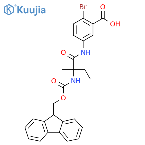 2-bromo-5-2-({(9H-fluoren-9-yl)methoxycarbonyl}amino)-2-methylbutanamidobenzoic acid structure