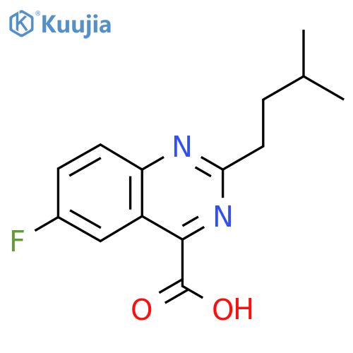 6-fluoro-2-(3-methylbutyl)quinazoline-4-carboxylic acid structure