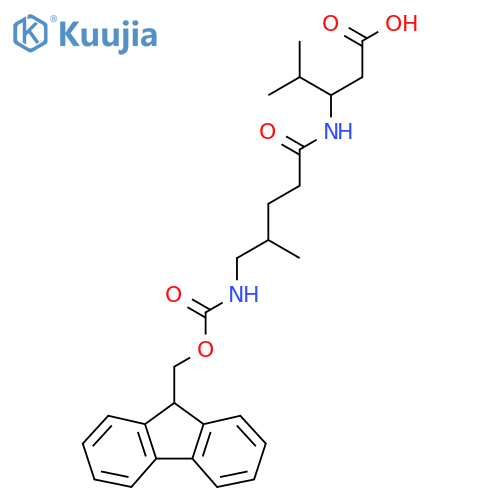 3-5-({(9H-fluoren-9-yl)methoxycarbonyl}amino)-4-methylpentanamido-4-methylpentanoic acid structure