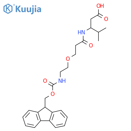 3-{3-2-({(9H-fluoren-9-yl)methoxycarbonyl}amino)ethoxypropanamido}-4-methylpentanoic acid structure