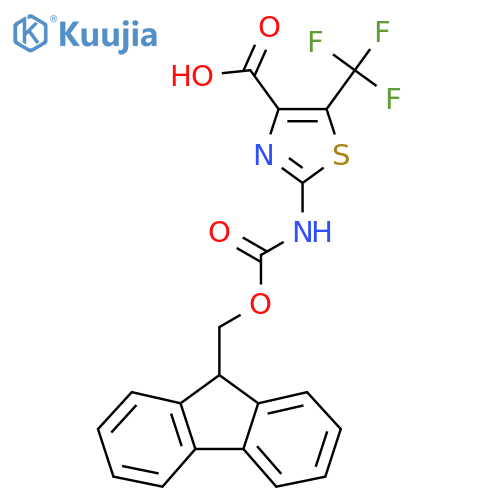 2-({[(9H-fluoren-9-yl)methoxy]carbonyl}amino)-5-(trifluoromethyl)-1,3-thiazole-4-carboxylic acid structure