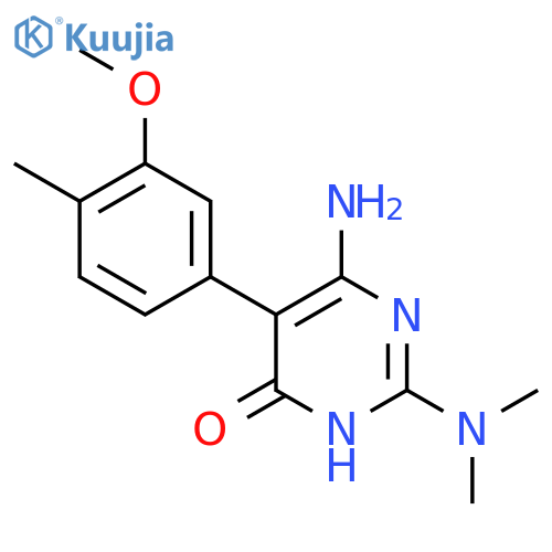 6-amino-2-(dimethylamino)-5-(3-methoxy-4-methylphenyl)-3,4-dihydropyrimidin-4-one structure
