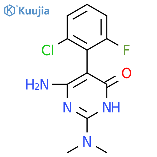 6-amino-5-(2-chloro-6-fluorophenyl)-2-(dimethylamino)-3,4-dihydropyrimidin-4-one structure