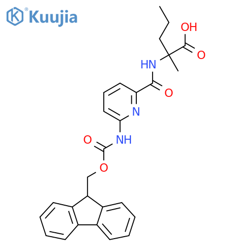 2-{6-({(9H-fluoren-9-yl)methoxycarbonyl}amino)pyridin-2-ylformamido}-2-methylpentanoic acid structure