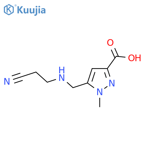 5-{(2-cyanoethyl)aminomethyl}-1-methyl-1H-pyrazole-3-carboxylic acid structure