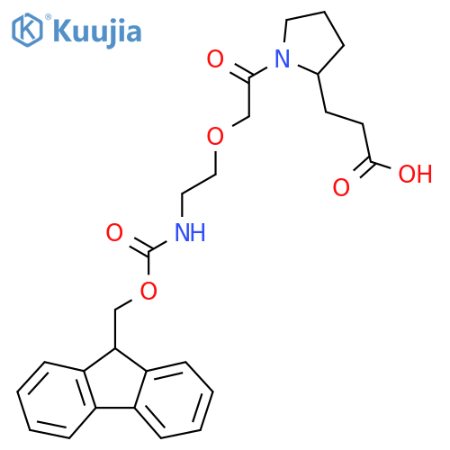 3-(1-{2-2-({(9H-fluoren-9-yl)methoxycarbonyl}amino)ethoxyacetyl}pyrrolidin-2-yl)propanoic acid structure