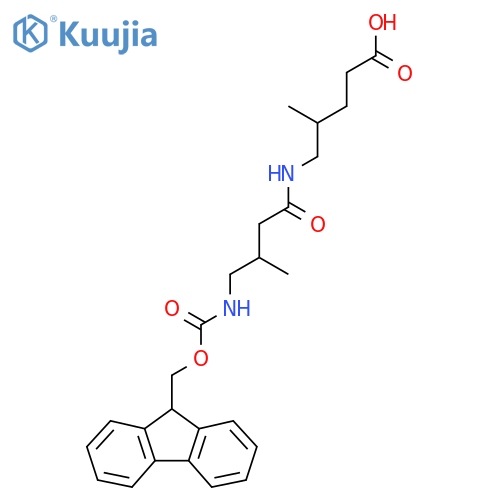 5-4-({(9H-fluoren-9-yl)methoxycarbonyl}amino)-3-methylbutanamido-4-methylpentanoic acid structure