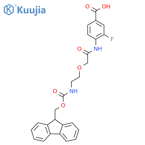 4-{2-2-({(9H-fluoren-9-yl)methoxycarbonyl}amino)ethoxyacetamido}-3-fluorobenzoic acid structure