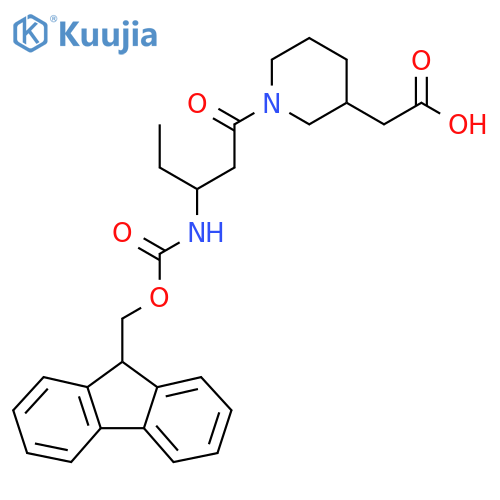 2-{1-3-({(9H-fluoren-9-yl)methoxycarbonyl}amino)pentanoylpiperidin-3-yl}acetic acid structure