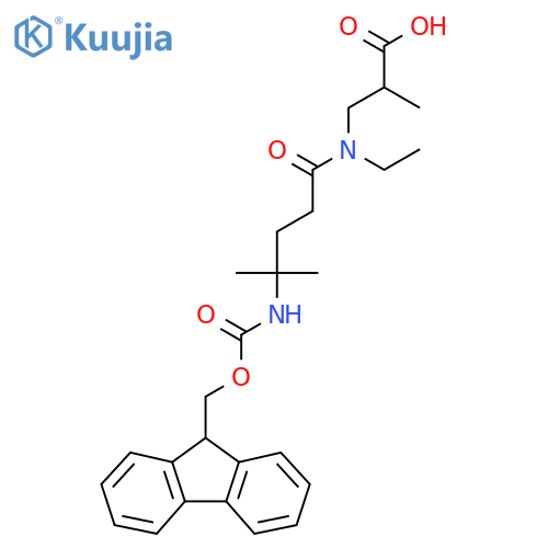 3-N-ethyl-4-({(9H-fluoren-9-yl)methoxycarbonyl}amino)-4-methylpentanamido-2-methylpropanoic acid structure