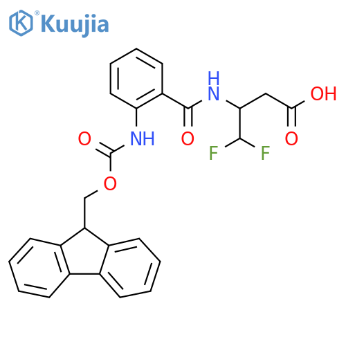 3-{2-({(9H-fluoren-9-yl)methoxycarbonyl}amino)phenylformamido}-4,4-difluorobutanoic acid structure