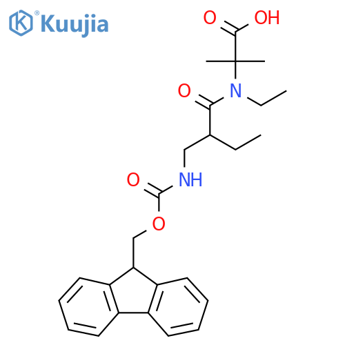 2-{N-ethyl-2-({(9H-fluoren-9-yl)methoxycarbonyl}amino)methylbutanamido}-2-methylpropanoic acid structure