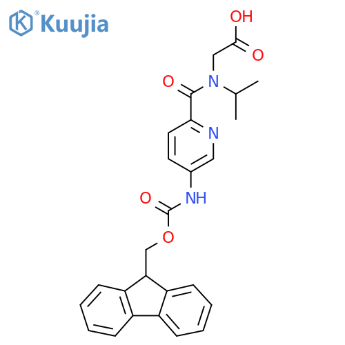 2-{1-5-({(9H-fluoren-9-yl)methoxycarbonyl}amino)pyridin-2-yl-N-(propan-2-yl)formamido}acetic acid structure