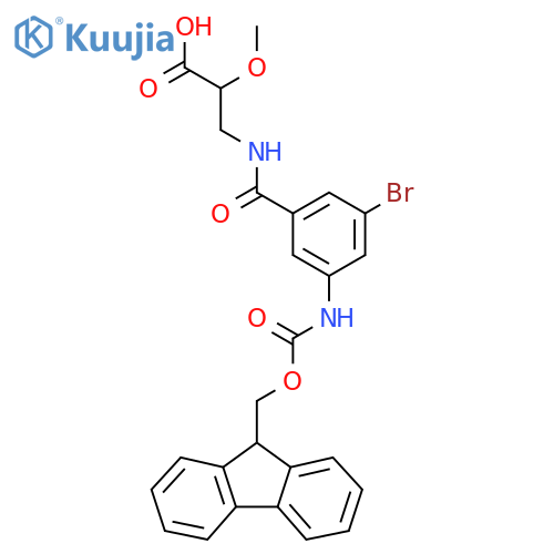 3-{3-bromo-5-({(9H-fluoren-9-yl)methoxycarbonyl}amino)phenylformamido}-2-methoxypropanoic acid structure