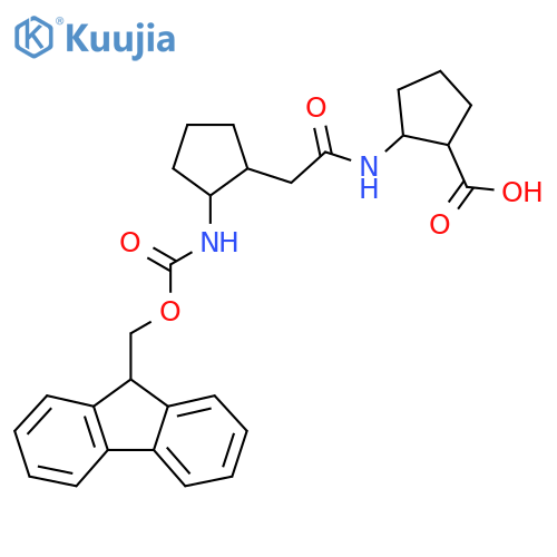 2-{2-2-({(9H-fluoren-9-yl)methoxycarbonyl}amino)cyclopentylacetamido}cyclopentane-1-carboxylic acid structure