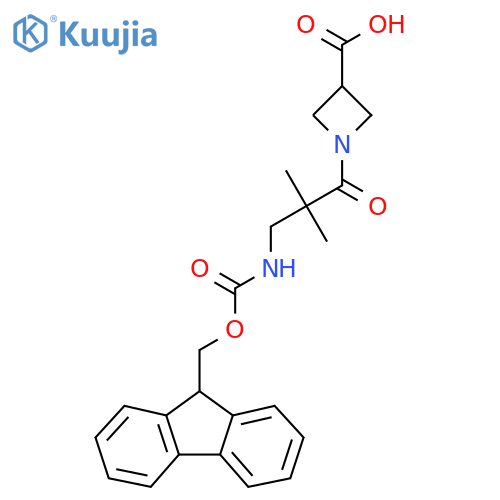 1-3-({(9H-fluoren-9-yl)methoxycarbonyl}amino)-2,2-dimethylpropanoylazetidine-3-carboxylic acid structure