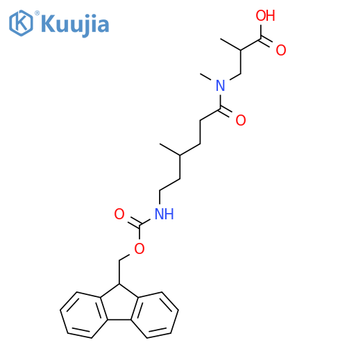 3-6-({(9H-fluoren-9-yl)methoxycarbonyl}amino)-N,4-dimethylhexanamido-2-methylpropanoic acid structure