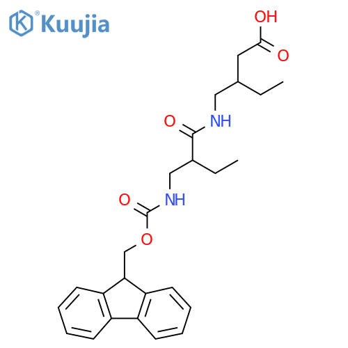 3-({2-({(9H-fluoren-9-yl)methoxycarbonyl}amino)methylbutanamido}methyl)pentanoic acid structure