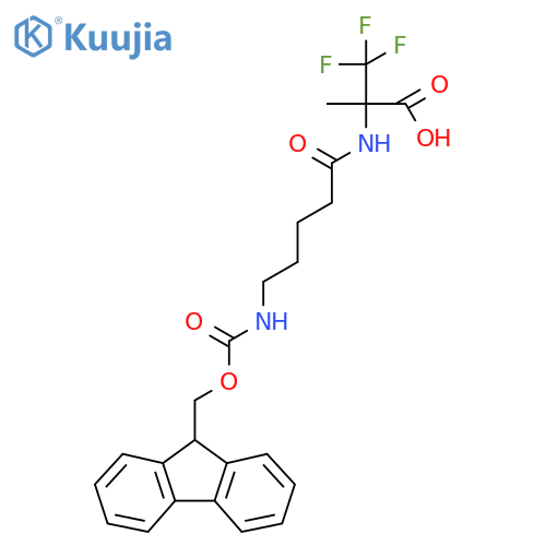 2-5-({(9H-fluoren-9-yl)methoxycarbonyl}amino)pentanamido-3,3,3-trifluoro-2-methylpropanoic acid structure