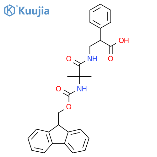 3-2-({(9H-fluoren-9-yl)methoxycarbonyl}amino)-2-methylpropanamido-2-phenylpropanoic acid structure