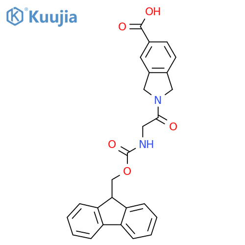 2-2-({(9H-fluoren-9-yl)methoxycarbonyl}amino)acetyl-2,3-dihydro-1H-isoindole-5-carboxylic acid structure