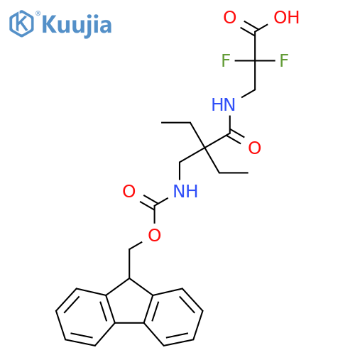 3-{2-ethyl-2-({(9H-fluoren-9-yl)methoxycarbonyl}amino)methylbutanamido}-2,2-difluoropropanoic acid structure