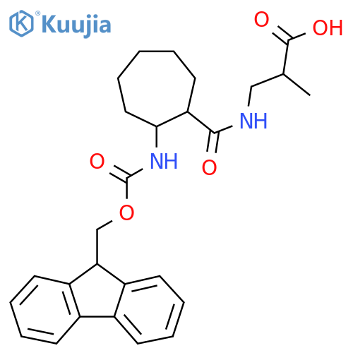3-{2-({(9H-fluoren-9-yl)methoxycarbonyl}amino)cycloheptylformamido}-2-methylpropanoic acid structure