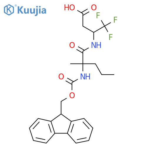 3-2-({(9H-fluoren-9-yl)methoxycarbonyl}amino)-2-methylpentanamido-4,4,4-trifluorobutanoic acid structure