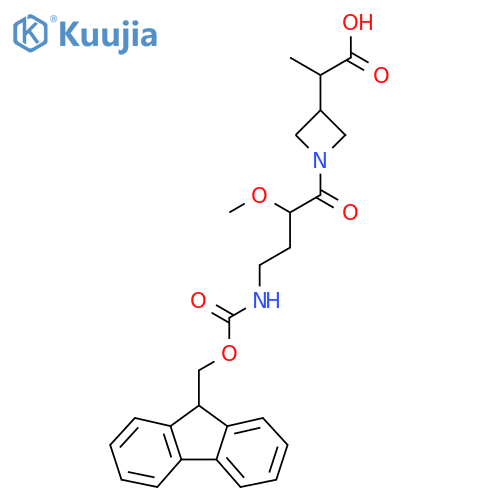 2-{1-4-({(9H-fluoren-9-yl)methoxycarbonyl}amino)-2-methoxybutanoylazetidin-3-yl}propanoic acid structure