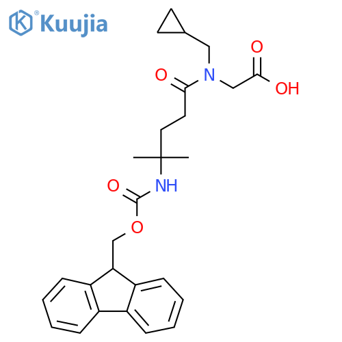 2-N-(cyclopropylmethyl)-4-({(9H-fluoren-9-yl)methoxycarbonyl}amino)-4-methylpentanamidoacetic acid structure