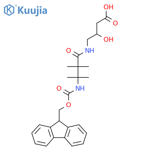 4-3-({(9H-fluoren-9-yl)methoxycarbonyl}amino)-2,2,3-trimethylbutanamido-3-hydroxybutanoic acid structure