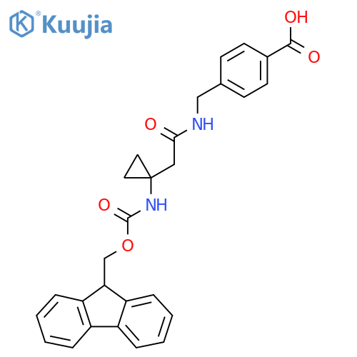 4-({2-1-({(9H-fluoren-9-yl)methoxycarbonyl}amino)cyclopropylacetamido}methyl)benzoic acid structure