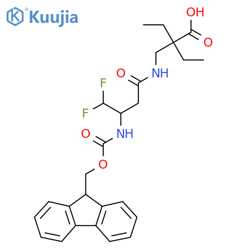 2-ethyl-2-{3-({(9H-fluoren-9-yl)methoxycarbonyl}amino)-4,4-difluorobutanamidomethyl}butanoic acid structure
