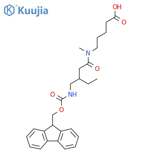 5-{3-({(9H-fluoren-9-yl)methoxycarbonyl}amino)methyl-N-methylpentanamido}pentanoic acid structure