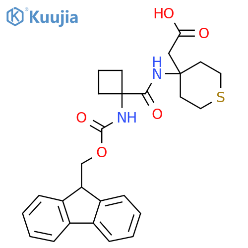 2-{4-1-({(9H-fluoren-9-yl)methoxycarbonyl}amino)cyclobutaneamidothian-4-yl}acetic acid structure