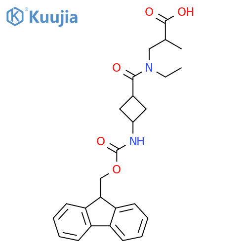 3-{N-ethyl-1-3-({(9H-fluoren-9-yl)methoxycarbonyl}amino)cyclobutylformamido}-2-methylpropanoic acid structure