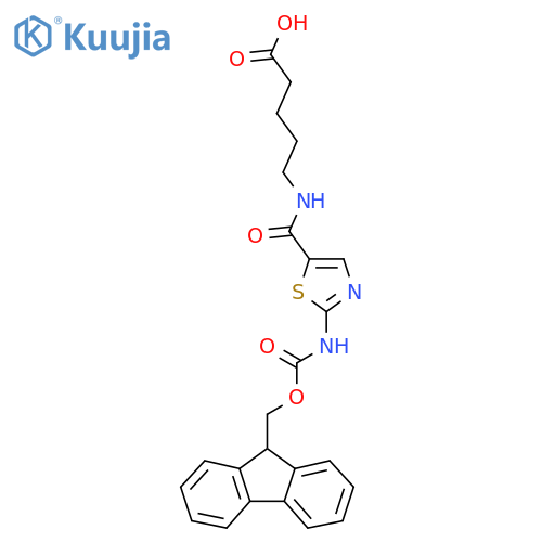 5-{2-({(9H-fluoren-9-yl)methoxycarbonyl}amino)-1,3-thiazol-5-ylformamido}pentanoic acid structure
